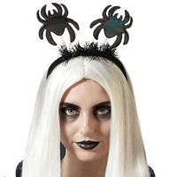 Halloween/horror verkleed diadeem/tiara - met grote spinnen - kunststof - dames/meisjes   -