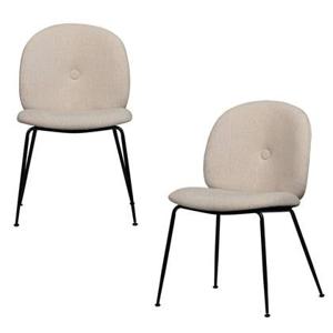 WOOOD Manuel Eetkamerstoelen - Polyester - Zand - Set van 2