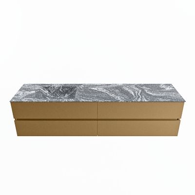MONDIAZ VICA-DLUX 200cm badmeubel onderkast Oro 4 lades. Inbouw wastafel CLOUD links 1 kraangat, kleur Lava.