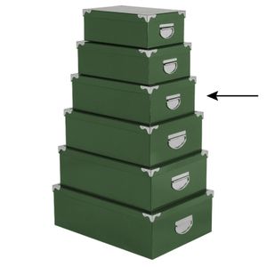 5Five Opbergdoos/box - groen - L36 x B24.5 x H12.5 cm - Stevig karton - Greenbox