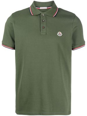 Moncler polo à patch logo poitrine - Vert