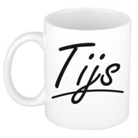 Tijs Naam koffiemok - beker - met sierlijke letters - wit - 300 ml - Cadeau - Heren