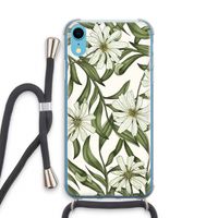 Wit bloemenpatroon: iPhone XR Transparant Hoesje met koord