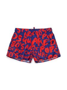 DSQUARED2 KIDS short de bain à logo imprimé - Bleu