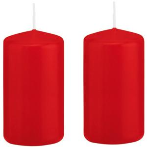 Cilinderkaars/stompkaars - 2x stuks - rood - 6 x 12 cm - 40 branduren