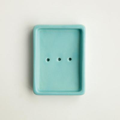 Day 1 Handgemaakt Keramieken Zeepbakje Aqua met Gaatjes