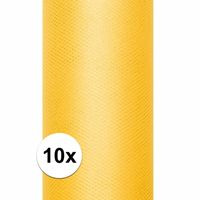 10x Rollen tule stof geel 15 cm breed - thumbnail