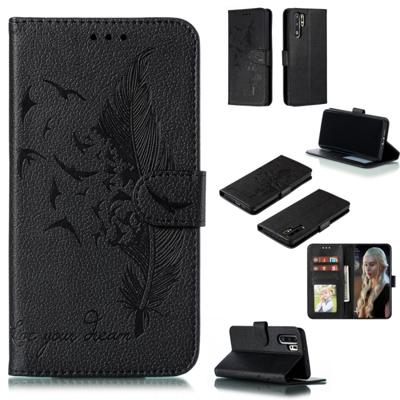 Feather patroon Litchi textuur horizontale Flip lederen draagtas met portemonnee & houder & kaartsleuven voor Huawei P30 Pro (zwart)