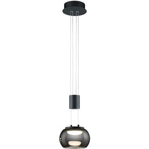 LED Hanglamp - Hangverlichting - Trion Maliba - 8W - 1-lichts - Warm Wit 3000K - Dimbaar - Rond - Mat Zwart - Aluminium