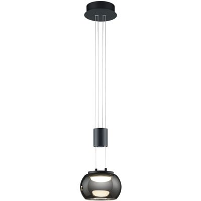 LED Hanglamp - Hangverlichting - Trion Maliba - 8W - 1-lichts - Warm Wit 3000K - Dimbaar - Rond - Mat Zwart - Aluminium