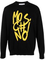 Moschino pull en maille à logo intarsia - Noir