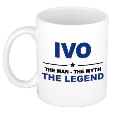 Ivo cadeau mok - man myth legend - naam koffiemok - 300 ml - collega - vaderdag