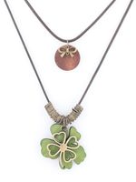 Casual Etnisch vier Blad Klaver meerlaags Halsketting Herfst winter Trui Keten - thumbnail