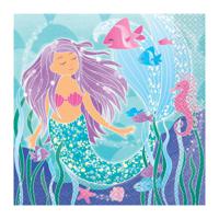 Zeemeermin/mermaid/oceaan themafeest servetten - 32x stuks - 33 x 33 cm - Kinder feestartikelen