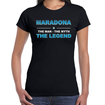 Maradona naam t-shirt the man / the myth / the legend zwart voor dames