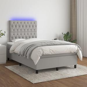 Boxspring met matras en LED stof lichtgrijs 120x200 cm SKU: V3135101