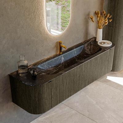 Badmeubel Mondiaz Kurve-Dlux | 170 cm cm | Meubelkleur Shadow | Wastafelkleur Lava | Solid surface | Wasbak midden spoelbak | 1 kraangat