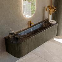 Badmeubel Mondiaz Kurve-Dlux | 170 cm cm | Meubelkleur Shadow | Wastafelkleur Lava | Solid surface | Wasbak midden spoelbak | 1 kraangat