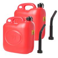 Jerrycan - 2x stuks - rood - 10 liter - benzinetank - brandstof tank - diesel - benzine