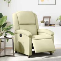 Fauteuil elektrisch verstelbaar echt leer crèmekleurig