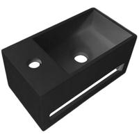 Zwarte Toiletfontein met Links Kraangat en Handdoekhouder - Solid Surface 35.8x20.5x15.7 cm