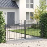 Tuinpoort met slot Grijs 125 x 300 cm Staal
