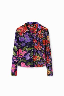 Devoré blouse met bloemen - BLUE - L
