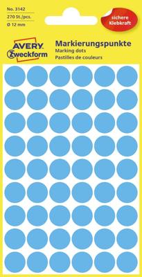 Avery Ronde etiketten diameter 12 mm, blauw, 270 stuks