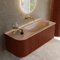 Badmeubel Mondiaz Kurve-Dlux | 115 cm | Meubelkleur Ruby | Wastafelkleur Saba | Solid surface | Wasbak rechter zijde spoelbak | Zonder kraangat(en) Badmeubel Mondiaz Kurve-Dlux | 115 cm | Meubelkleur Ruby | Wastafelkleur Saba | Solid surface | Wasbak rechter zijde spoelbak | Zonder kraangat(en)
