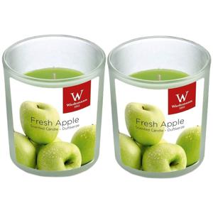 Trend Candles Geurkaars - 2x - in glas - Appel aroma - 25 branduren - 7 x 8 cm