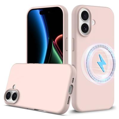Lunso iPhone 17 hoesje - Flexibel siliconen Backcover met MagSafe - Lichtroze
