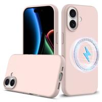 Lunso iPhone 17 hoesje - Flexibel siliconen Backcover met MagSafe - Lichtroze