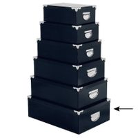 5Five Opbergdoos/box - 4x - donkerblauw - L48 x B33.5 x H16 cm - Stevig karton - Bluebox