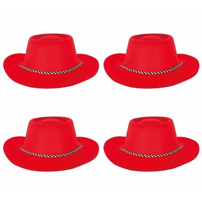 4x stuks rode cowboyhoed voor volwassenen