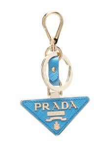 Prada porte-clés en cuir à breloque logo - Bleu