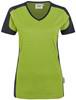 Hakro 190 Women's V-neck shirt Contrast MIKRALINAR® - Kiwi/Anthracite - L