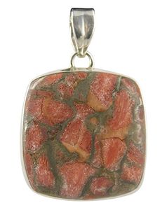 Zilveren Hanger met Mohaveturkoois Rood - Gekleurd (Model 6)