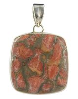 Zilveren Hanger met Mohaveturkoois Rood - Gekleurd (Model 6)