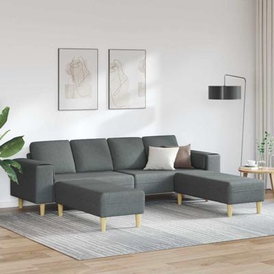 Bankstel 3 pcs Donkergrijs Stof