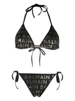 Balmain bikini à logo imprimé - Noir