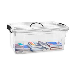 Opslagbox met deksel - transparant grijs - 39 liter - 60 x 40 x 25 cm - kunststof