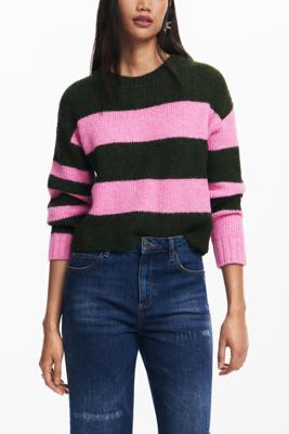 Tweedekleurige gestreepte trui - RED - XL