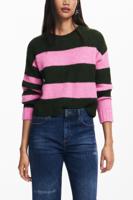 Tweedekleurige gestreepte trui - RED - XL