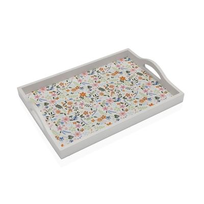 Dienblad Versa Hout MDF 24 x 4,5 x 34 cm Blommor