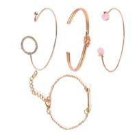 4 stuks/set pijl Multilayer open verstelbare ronde kristal armband set voor vrouwen (goud)
