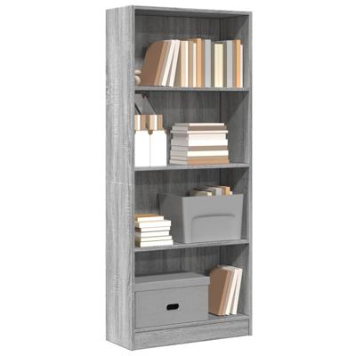 Boekenkast 60x24x143 cm bewerkt hout grijs sonoma eikenkleurig