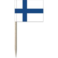 50x Cocktailprikkers Finland 8 cm vlaggetje landen decoratie - thumbnail