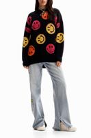 Oversized trui met Smiley® - BLACK - S