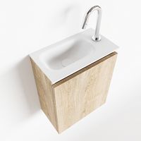 Toiletmeubel Mondiaz Ture | 40 cm | Meubelkleur Washed oak | Eden wastafel Talc Links | 1 kraangat