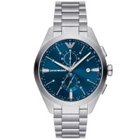 Emporio Armani AR11541 Horloge Claudio Chrono staal zilverkleurig-blauw 43 mm